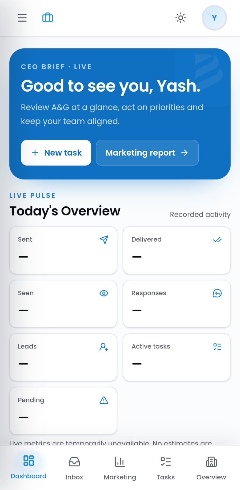 BNSYS CEO App mobile dashboard preview